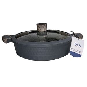 D&W Deane And White Cookware 11" Low Casserole Pan & Lid Nonstick 4.2QT Charcoal